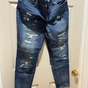 Maurices Medium Blue Ripped Boyfriend Jeans